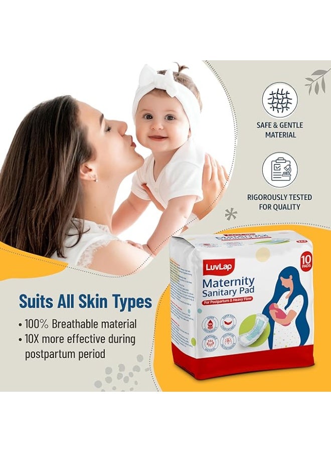 LuvLap Extra Absorbent Maternity Pad, Pack of 10 Pads, 0-2 Weeks Post-Birth, After Delivery Pad for Heavy Flow, Sanitary-Pad for Women, Ultra Soft-Pads for Maternity Flow, Postpartum Bleeding - Image 4